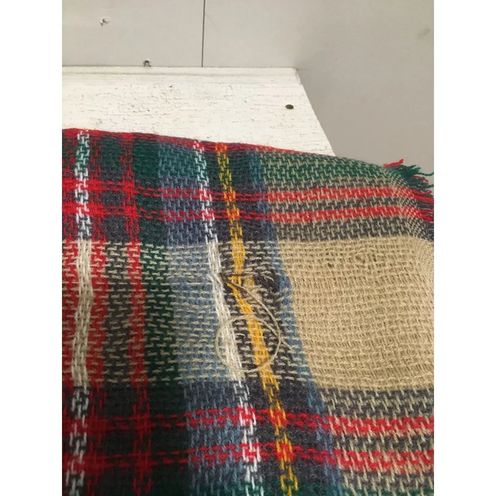 Red green blue tan plaid 57”x57” blanket scarf NWT